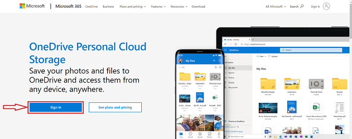 Pagina iniziale di OneDrive