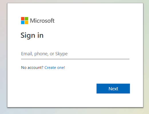 Login do OneDrive