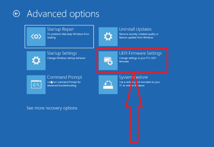 إعدادات البرنامج الثابت لـ UEFI