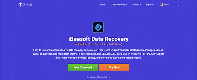 Pagina de pornire iBeesoft Data Recovery