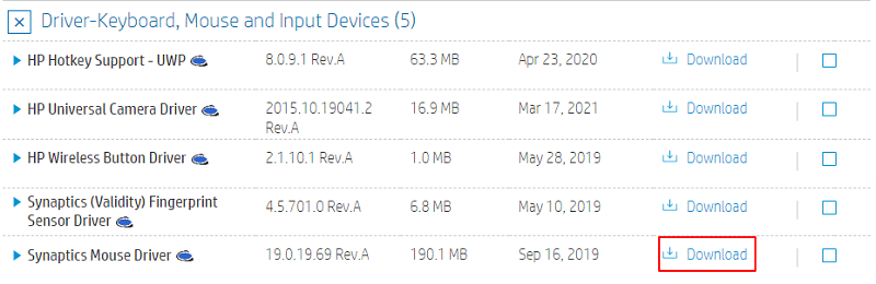 Synaptics mouse driver