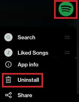 Uninstall the spotify app