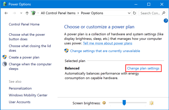 Change plan settings