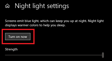Night Light Setting - Turn on now