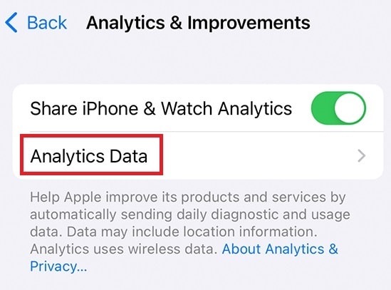 Dados e melhorias do iphone Analytics