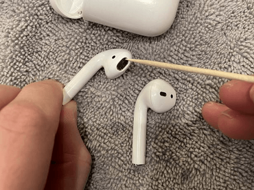 Airpod - Pick out the left-out debris or dirt using a toothpick