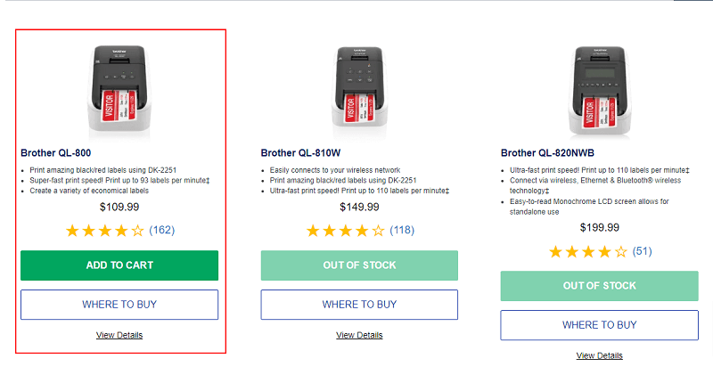 click on QL-800 printer