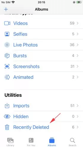 Go to Albums and choose Recently Deleted